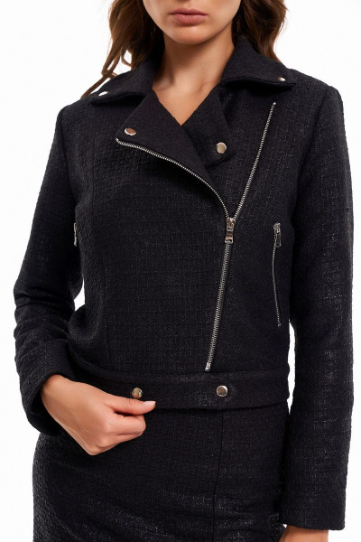 Комплект из жакета-косухи и юбки-карандаша с рельефами KaVaRi 8017 черный - фото 3