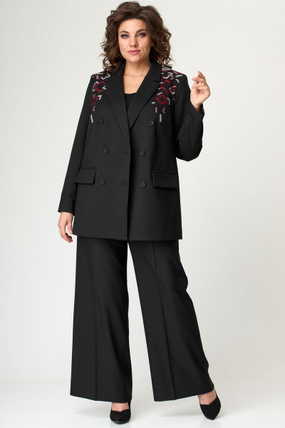 Палаццо из текстиля с карманами и складкой БелЭльСтиль 604-2_82_22 черный - фото 5