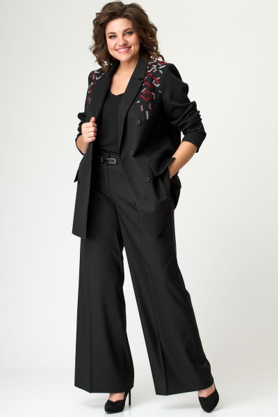 Палаццо из текстиля с карманами и складкой БелЭльСтиль 604-2_82_22 черный - фото 4