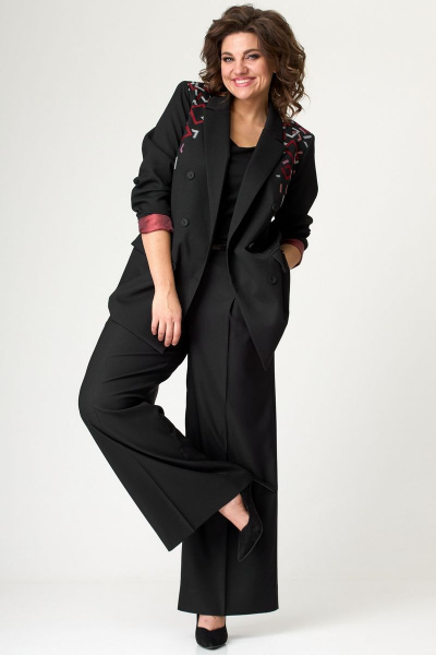 Палаццо из текстиля с карманами и складкой БелЭльСтиль 604-2_82_22 черный - фото 3