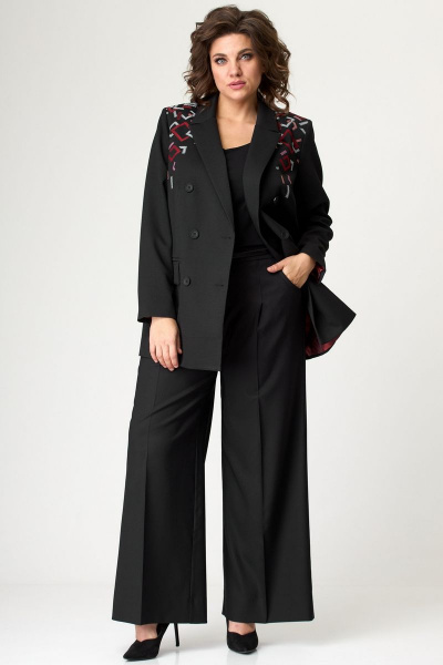 Палаццо из текстиля с карманами и складкой БелЭльСтиль 604-2_82_22 черный - фото 1