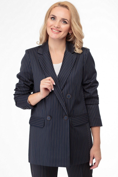 Классический деловой костюм брюки и жакет БелЭльСтиль 785-2_90_22+596-2_89_22 полоска - фото 2