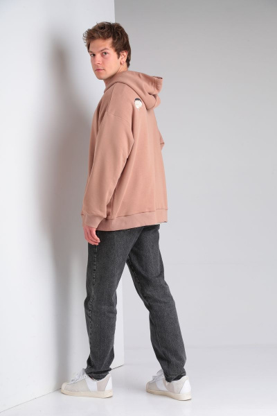 Бежевый oversize худи с принтом и капюшоном HIT 0216/1 бежевый - фото 4