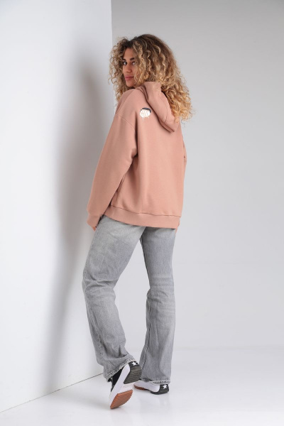 Бежевый oversize худи с принтом из трикотажа HIT 0216 бежевый - фото 4