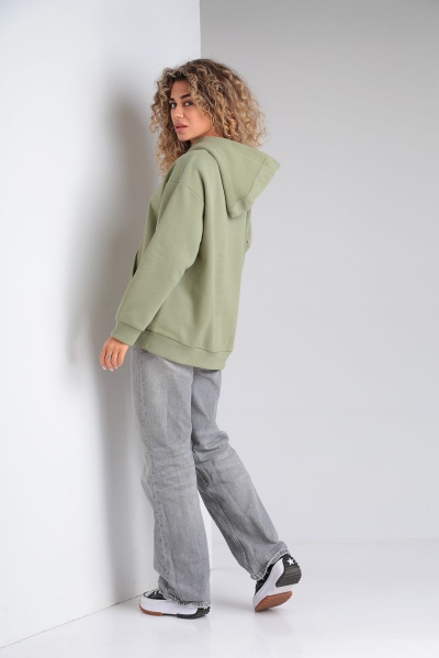 Классное oversize худи из футера с принтом lovers HIT 0208/1 оливковый - фото 6