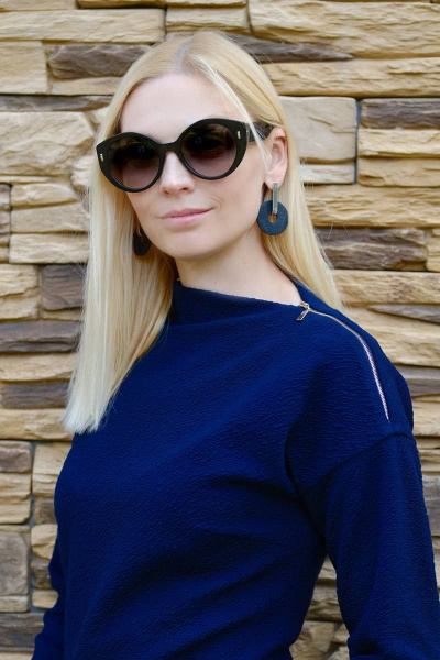 Платье на каждый день из трикотажа с капелькой Achosa 1313 синий - фото 2