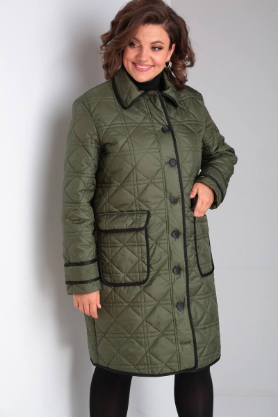 Круглогодичная женская куртка из стеганой плащевой ткани BARBARA B196 хаки - фото 5