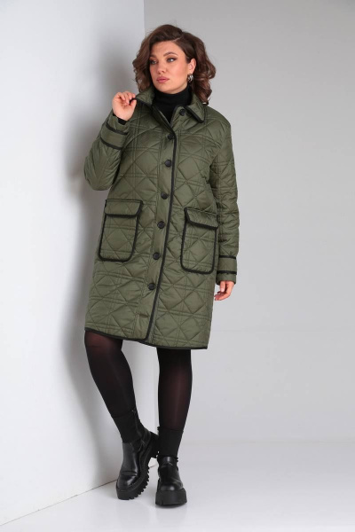 Круглогодичная женская куртка из стеганой плащевой ткани BARBARA B196 хаки - фото 3