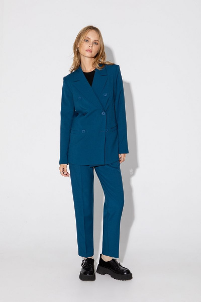 Классический деловой костюм тройка из вискозы PiRS 4785 морская волна - фото 7