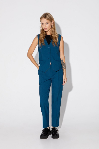 Классический деловой костюм тройка из вискозы PiRS 4785 морская волна - фото 5