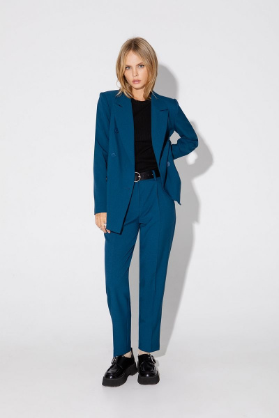 Классический деловой костюм тройка из вискозы PiRS 4785 морская волна - фото 2