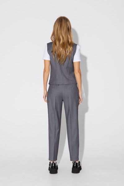 Деловой костюм-двойка из вискозы и текстиля с жилетом PiRS 4786 серый - фото 2
