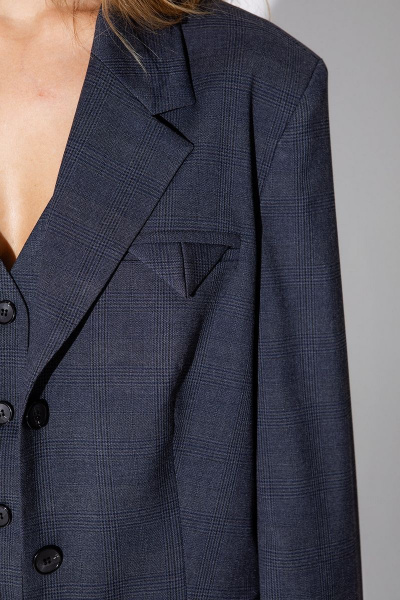 Брюки, жакет, жилет PiRS 4790 серо-синяя клетка - фото 8