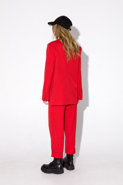 Деловой костюм-двойка из текстиля с резинкой по поясу PiRS 4800 красный - фото 7
