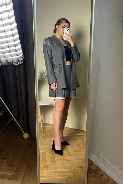 Деловой жакет из костюмной ткани с карманами и цепочками LM СК6021 - фото 7