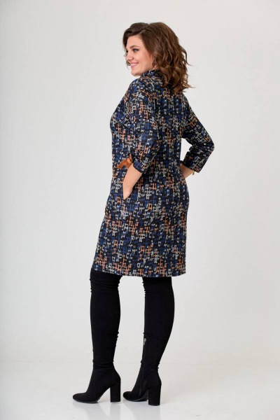 Платье прямого силуэта в клетку из трикотажа Danaida 2148 синий - фото 5