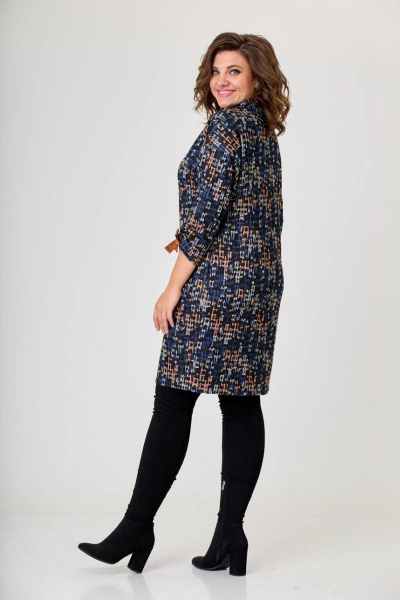 Платье прямого силуэта в клетку из трикотажа Danaida 2148 синий - фото 4