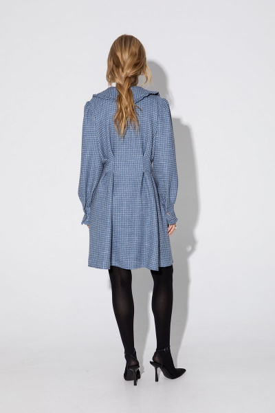 Мини-платье с воротником, складками и карманами в стиле кэжуал PiRS 4821 синий - фото 7