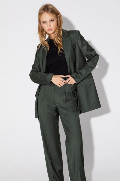 Костюм тройка из жакета, жилета и брюк со стрелками PiRS 4823 хаки - фото 8