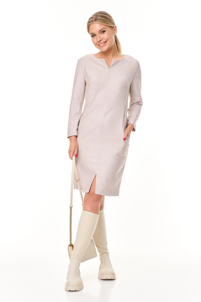 Платье деловое с фигурными рельефами и разрезом Talia fashion 410 - фото 1