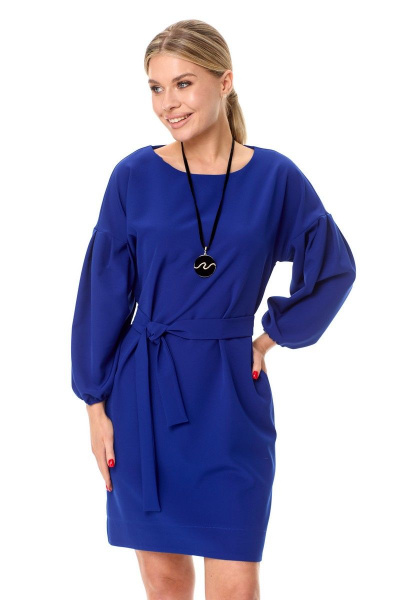 Платье с полуприлегающим силуэтом и карманами по бокам Talia fashion 411 василек - фото 5