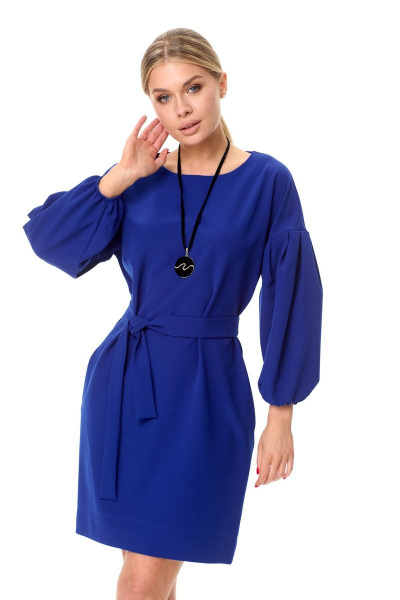 Платье с полуприлегающим силуэтом и карманами по бокам Talia fashion 411 василек - фото 4