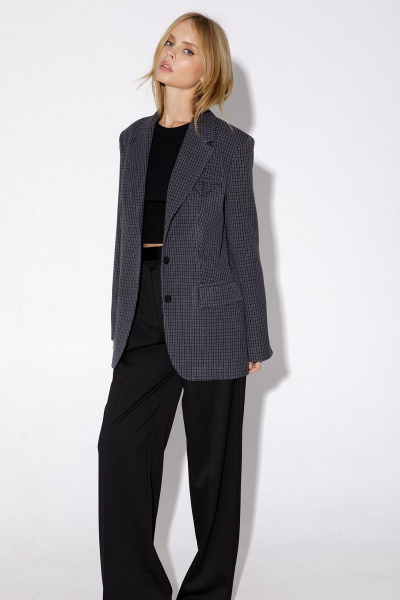 Костюм двойка жакет и брюки палаццо в деловом стиле PiRS 4846 серый - фото 5