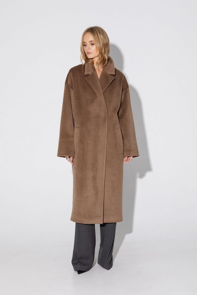 Демисезонное бежевое пальто свободного кроя на подкладке PiRS 4847 бежевый - фото 3