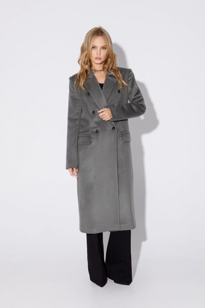 Демисезонное зеленое шерстяное двубортное пальто на подкладке PiRS 4851 хаки - фото 4