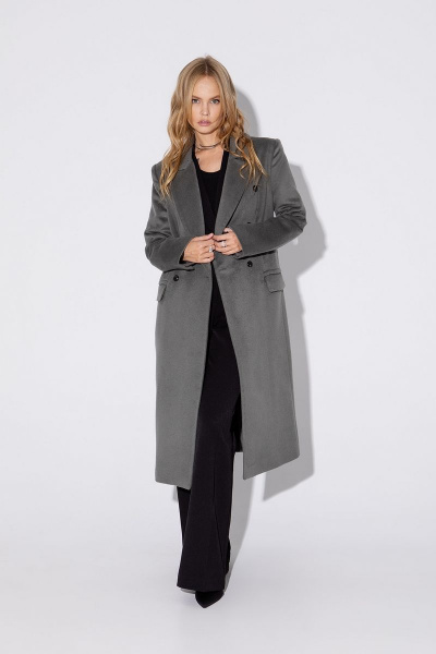 Демисезонное зеленое шерстяное двубортное пальто на подкладке PiRS 4851 хаки - фото 3