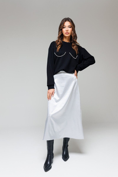 Джемпер оверсайз из хлопкового трикотажа со вставкой Tattica 504 - фото 4