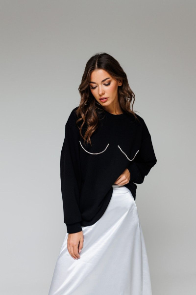 Джемпер оверсайз из хлопкового трикотажа со вставкой Tattica 504 - фото 3