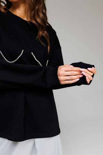 Джемпер оверсайз из хлопкового трикотажа со вставкой Tattica 504 - фото 2