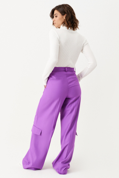 Демисезонный женский трикотажный джемпер с высоким воротником Панда 128840w молочный - фото 2