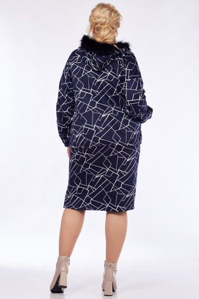 Демисезонный свободный джемпер с карманами и капюшоном Belinga 5158 синий_мрамор - фото 3