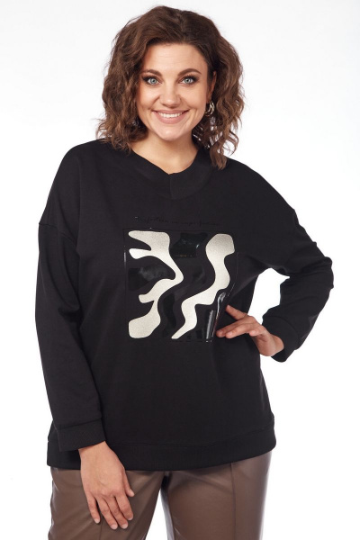 Черный демисезонный трикотажный джемпер с декоративной печатью Jurimex 3000-2 черный - фото 1