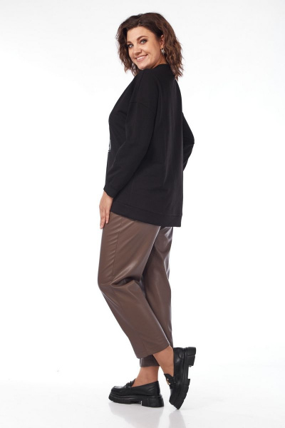 Черный демисезонный трикотажный джемпер с декоративной печатью Jurimex 3000-2 черный - фото 3