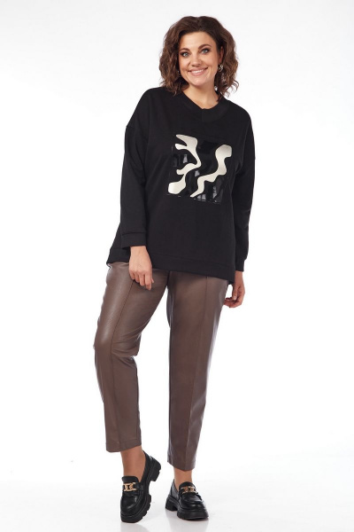 Черный демисезонный трикотажный джемпер с декоративной печатью Jurimex 3000-2 черный - фото 2