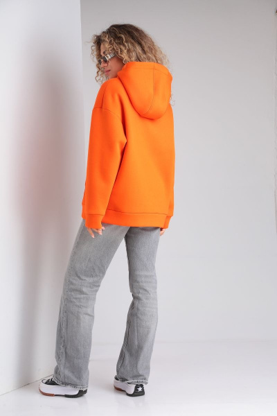 Худи oversize с принтом и капюшоном из трикотажа HIT 0218/1 оранжевый - фото 6