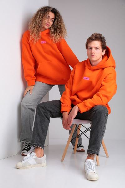 Оранжевое oversize худи из трикотажа с капюшоном HIT 0218/1.1 оранжевый - фото 3