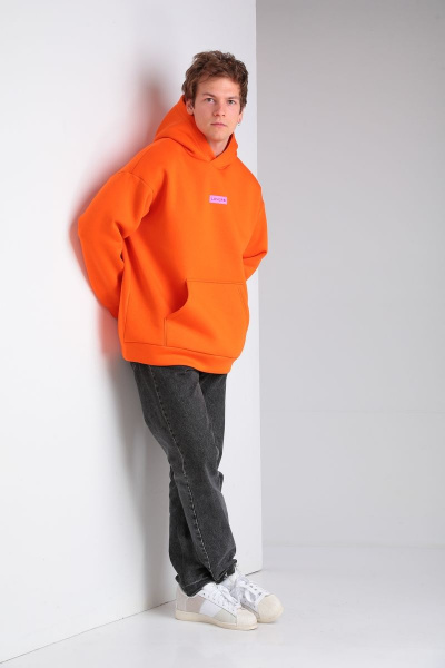 Оранжевое oversize худи из трикотажа с капюшоном HIT 0218/1.1 оранжевый - фото 5