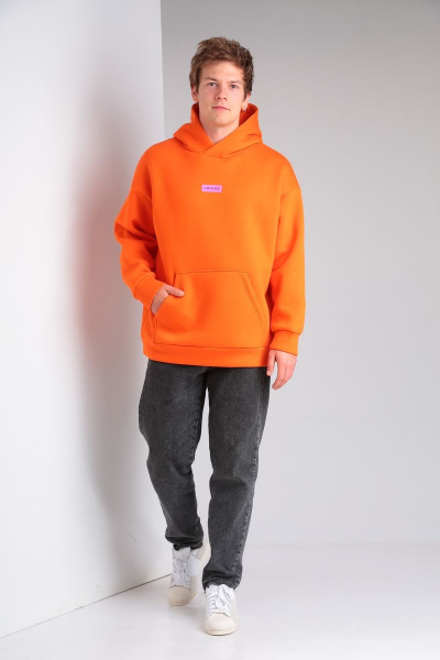 Оранжевое oversize худи из трикотажа с капюшоном HIT 0218/1.1 оранжевый - фото 4