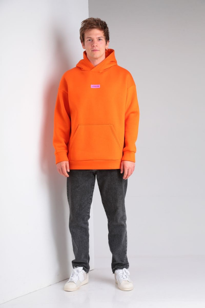 Оранжевое oversize худи из трикотажа с капюшоном HIT 0218/1.1 оранжевый - фото 2