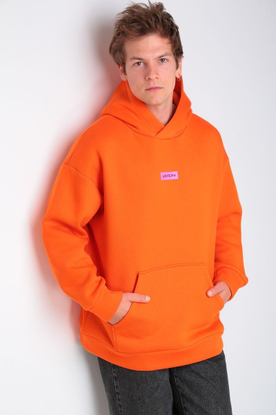 Оранжевое oversize худи из трикотажа с капюшоном HIT 0218/1.1 оранжевый - фото 1