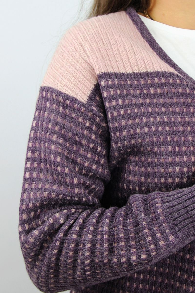 Фиолетовый жакет рубашечного кроя из шерстяного трикотажа Полесье С2688-17 8С0195-Д43 158,164 бархатник_меланж - фото 3