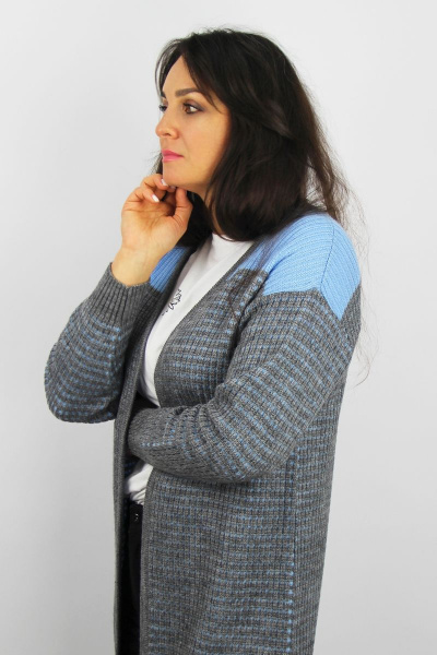 Серый жакет с длинным рукавом и рубашечным вырезом Полесье С2688-17 8С0195-Д43 158,164 св.маренго - фото 2