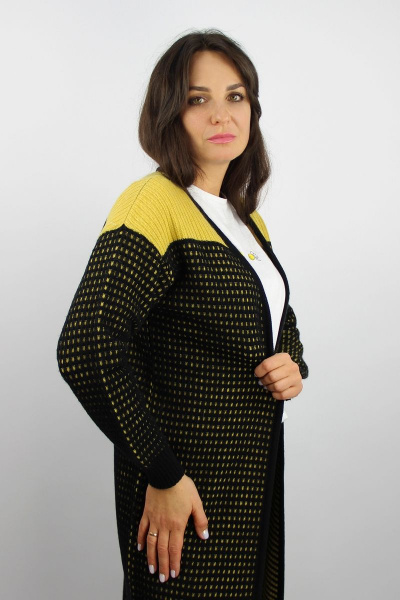 Черный жакет второго слоя с капюшоном и удлиненной длиной Полесье С2688-17 8С0195-Д43 158,164 черный - фото 2