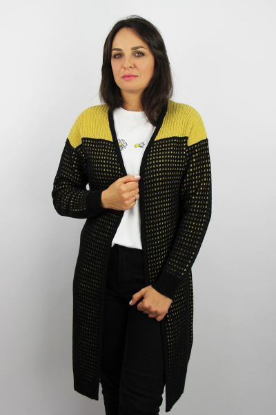 Черный жакет второго слоя с капюшоном и удлиненной длиной Полесье С2688-17 8С0195-Д43 158,164 черный - фото 1