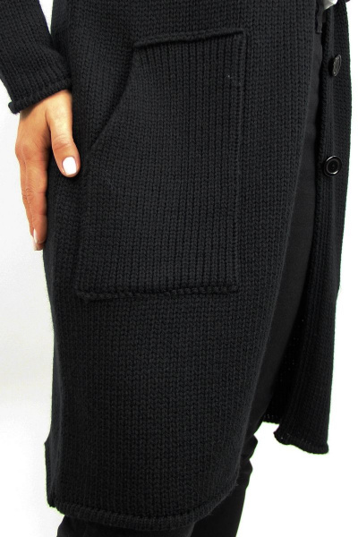 Жакет с капюшоном и удлиненным силуэтом из шерсти Полесье С2701-18 8С8514-Д43 158,164 глубокий_черный - фото 3