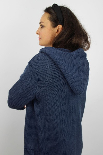 Жакет с капюшоном и длинным рукавом из шерстяного трикотажа Полесье С2701-18 8С8514-Д43 158,164 синяя_туча - фото 3